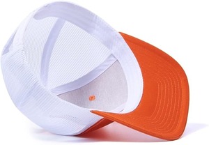 Gorra Trucker de Malla Blanca y Naranja, 6 Paneles, Ajustable, Unisex, Casual, para Primavera/Verano, Talla Adulto - Product Image 3