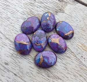 Cabujón de Cobre Púrpura Turquesa Ovalado con Base Plana, Gema Calibrada, Piedra Suelta para Fabricación de Joyas y Suministros de Artesanía - Product Image 3
