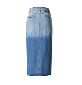 Fashion Ladies Skirts Casual Color Block Gradient Washed Denim - Product Image 4