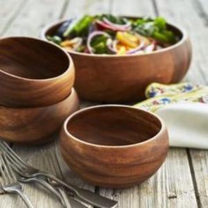 Grand saladier en bois de luxe, rond, en bois naturel, pour hôtel et restaurant - Product Image 6