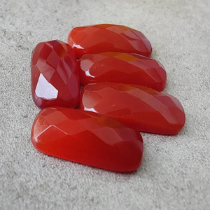 Natural Red Onyx Checker Cut Big <b>Cushion</b> Rectangle Calibrated, Flat <b>Back</b> Gemstone - Product Image 2