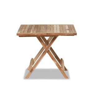 Table pliante d'extérieur en teck naturel avec pieds croisés, table de salle à manger en bois durable pour café, jardin et hôtellerie - Product Image 2