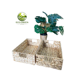 Water Hyacinth <b>Basket</b> with Fabric Lining for Toy <b>Storage</b> and Nursery Organization Office Use Handcraft Vietnam Supplier OEM ODM - Product Image 3