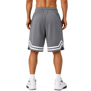 Shorts de basketball gris et blancs pour hommes, logo personnalisé, entraînement athlétique, sport, maille respirante, séchage rapide, performance athlétique - Product Image 2