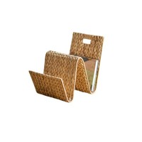 Porte-revues et organiseur de fichiers en jacinthe d'eau tressée à la main avec poignée pour le rangement de bureau à domicile, fabriqué au Vietnam