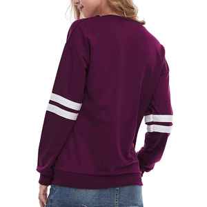 Sweat-shirt pour femme, couleur unie, col rond, manches longues, 100% coton, tricoté, respirant, coupe classique, violet, sweat-shirts pour femme - Product Image 5
