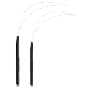Curved Wire Loop Micro Bead Threading Needle Flexible Extension <b>Puller</b> Matte Black Handle Salon Equipment Sourcing - Product Image 1