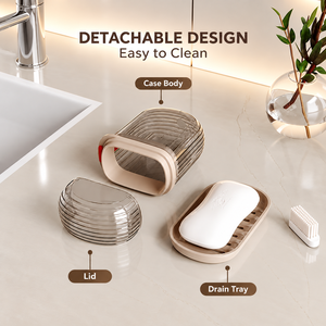 Porte-savon portable en silicone, distributeur de savon de voyage anti-fuite avec couvercle et étui de rangement avec drainage - Product Image 1