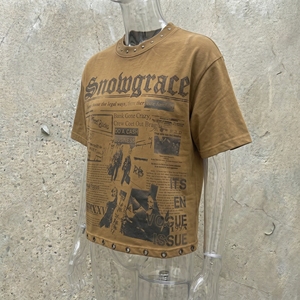 เสื้อยืดโอเวอร์ไซส์ทรงครอป แขนสั้น สตรีทแวร์ ลายพิมพ์ คอกลม ผ้าฝ้าย โลโก้ด้านหน้า สำหรับผู้ชาย - Product Image 5