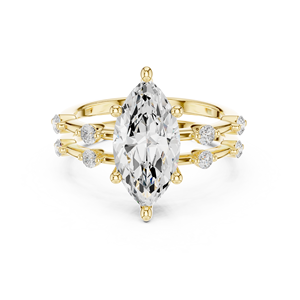 แหวนเพชรทรงมาร์คีส์ 2.50 กะรัต รับรองโดย IGI ผลิตในห้องปฏิบัติการ ดีไซน์หรูหราทันสมัย พร้อมแหวนคู่สำหรับงานหมั้นและงานแต่งงานของผู้หญิง - Product Image 1