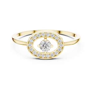 Anillo Minimalista de Oro Amarillo Sólido de 14k con Diamantes Cultivados en Laboratorio de Corte Redondo, Anillo de Boda Clásico, Regalo para Ella - Product Image 1