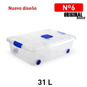 Scatole originali in plastica da 31 litri con ruote e coperchio per l'organizzazione della casa - Product Image 1