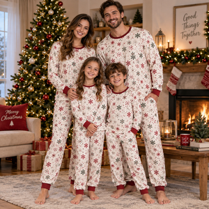 <b>Family</b> Christmas <b>Matching</b> Pyjamas Homewear Set Long Pants Sleepwear Front Logo Customizable Cotton High Quality - Product Image 2