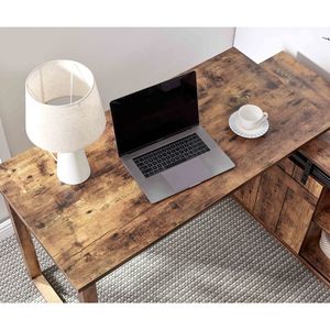 Scrivania a L in Legno Effetto Invecchiato per Ufficio Domestico con Credenza Reversibile con Ante Scorrevoli e Postazione Computer con Finitura Posteriore - Product Image 3