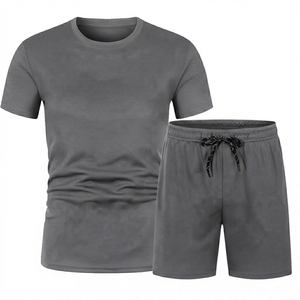 Ensemble décontracté pour homme, 2 pièces, survêtement d'été, tenue de sport rayée, vêtements de sport pour homme, ensemble t-shirt à manches courtes et shorts - Product Image 1