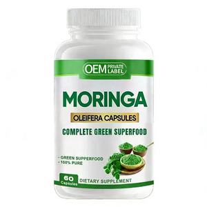 Cápsulas de Pó de Folha de Moringa - Suplemento de Beleza Natural para Adultos com Baixo Teor de Açúcar 60 Unidades Fabricante OEM - Product Image 1