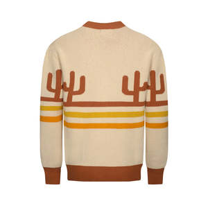 Cárdigan de punto transpirable con cuello en V para hombre, suéter gráfico con botones, estilo retro estético, tejido jacquard para otoño - Product Image 2