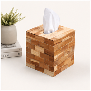 Boîte à mouchoirs en bois à carreaux faite à la main, écologique, carrée, pour la maison, le bureau et la décoration d'hôtel, à bas prix - Product Image 6