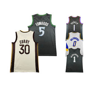 Venta al por Mayor de Camisetas de Baloncesto Americanas Cosidas 2026, Camiseta de Baloncesto con Números 0 Tatum, 5 Edwards, 7 Durant, 12 Morant, 30 Curry, 23 James - Product Image 4