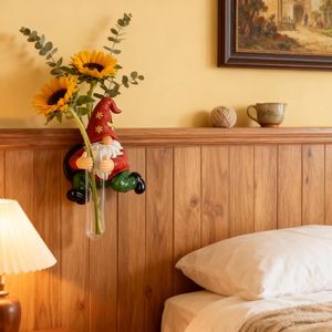 Statua di Gnomo Unica e Carina, Vaso da Parete, Decorazioni per Alberi da Esterno, Ornamento per Patio, Giardino, Prato, Veranda, Scultura da Parete - Product Image 2