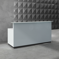 Grands comptoirs de réception droits sur mesure pour hôpital/bureau/centre commercial/lobby/magasin, cadre en aluminium avec verre et acier