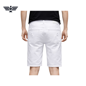 Shorts de Mezclilla Blancos Desgastados para Hombre, Corte Recto, Cintura Media, Estilo Casual de Verano, 100% Algodón - Product Image 3