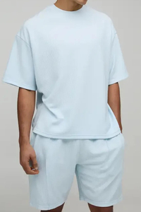 Nouvel ensemble homme automne 2026 – T-shirt imprimé style streetwear américain respirant et décontracté, style hip-hop, ensemble short délavé à l'acide pour homme - Product Image 3