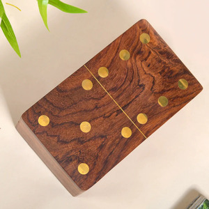 Jeu de dominos en bois avec boîte de rangement, design rustique, durable, jeu d'intérieur pour salon, forme rectangulaire - Product Image 6