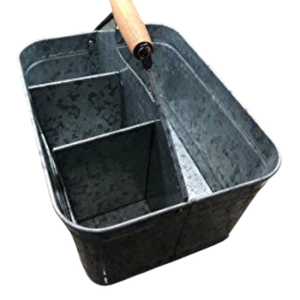 Farmhouse Galvanized Metal Cutlery Utensil Caddy Organizer Set Of 3 Serving Buckets With Tray For Home Kitchen <b>Tabletop</b> <b>Storage</b> - Product Image 6