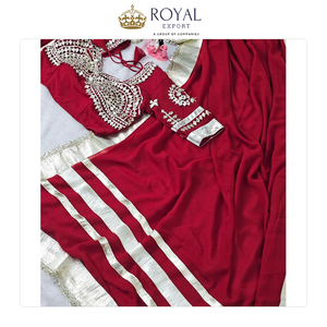 Fournisseur indien vendant des vêtements indiens pour femmes au design élégant et tendance, sari en georgette douce avec dentelle à sequins pour mariage - Product Image 3
