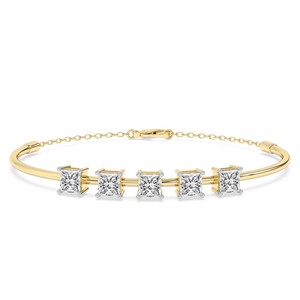 กำไลข้อมือทองคำ 14k ดีไซน์เจ้าหญิง ประดับเพชรแล็บโกรว์ 1 กะรัต รุ่น Unique Brilliant สำหรับผู้หญิง (แบบเปิดได้) ทูวี. สำหรับผู้ได้รับการรับรอง - Product Image 5