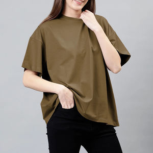 Camiseta cómoda para mujer, informal, de manga corta, cuello redondo, mezcla de algodón, suave, transpirable, top de moda de verano, corte relajado, en oferta. - Product Image 4