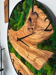 Verdant river wall <b>clock</b> Moss creek rustic wood <b>clock</b> Timber trail nature <b>clock</b> Rustic Wood And Moss Wall <b>Clock</b> Round <b>Clock</b> - Product Image 5