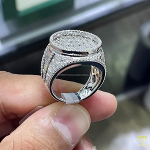 Luxury Oval Lab Grown Diamond <b>Ring</b> <b>For</b> <b>Men</b> White Gold Hip Hop Iced Out Jewelry - Product Image 1