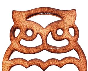 Sous-verre décoratif en bois de hibou sculpté à la main, tapis de boisson rustiques faits à la main pour la maison, la cuisine, le bureau et la décoration de cadeaux - Product Image 2