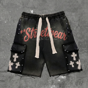 T-shirt surdimensionné en tissu éponge de coton délavé à l'acide, style streetwear avec strass, pour homme, écologique et personnalisé - Product Image 2