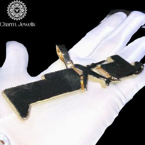 จี้เพชรโมอิสซาไนต์ทรงตัวอักษร Charm Jewells เงินแท้ 925 ชุบทอง 22K ได้รับการรับรองจาก IGI ประดับแบบ Bezel Set สไตล์ฮิปฮอป เครื่องประดับสำหรับทุกเพศ - Product Image 4