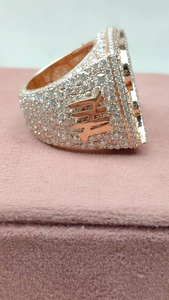 Bague Moissanite Iced Out motif feuille en or rose pavé, bague statement, bijoux de luxe hip-hop pour homme, cadeau audacieux et tendance, design chic - Product Image 6