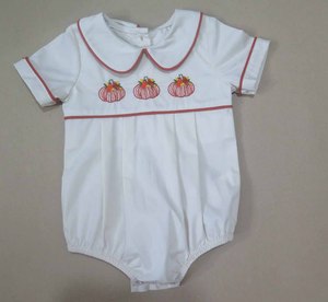 Robe bébé en coton sans manches style A-line pour filles, avec broderie citrouille d'automne, volants et bordure en dentelle, pour Thanksgiving - Product Image 2