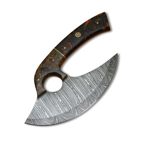 Hot Selling Eco-Friendly Sharp Damascus Steel Ulu <b>Knives</b> Adjustable Hand Wood Handle Ulu Knifes for Sale - Product Image 2