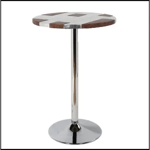 ZAHID EXPORTS Mesa Redonda Industrial Estilo Aviador, Mesa de Cóctel con Pedestal de Metal Remachado y Diseño de Patchwork para Cafetería, Hotel, Restaurante - Product Image 3