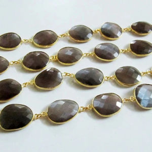 Connecteur en pierre de lune chocolat naturelle, forme libre, 15 à 20 mm, pour chaîne à sertir - Product Image 1