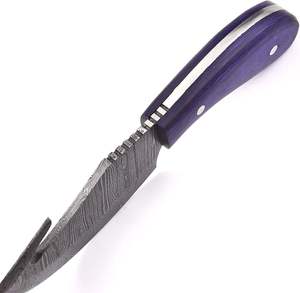 Couteau à lame fixe en acier Damas fait main sur mesure, manche en bois violet, étui en cuir, couteau utilitaire pour le camping en plein air, OEM - Product Image 2