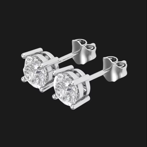 Luxury Moissanite Round Cut <b>Stud</b> <b>Earrings</b> Four Prong Solitaire 925 <b>Silver</b> Fine Jewelry Brilliant Gift for Women Men Style - Product Image 1