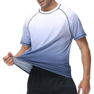 Maillot de bain homme élégant bleu dégradé à manches courtes, protection UV UPF 50+, séchage rapide, respirant - Product Image 2