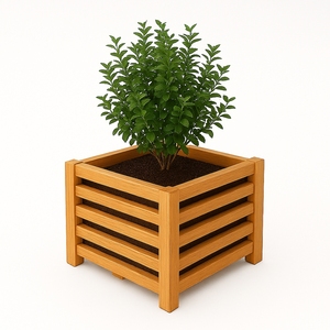 Large Eco-Friendly Bohemian Bamboo Square Planter <b>Pot</b> | Durable Hand-Carved Indoor Outdoor Decorative Plant <b>Stand</b> - Product Image 3