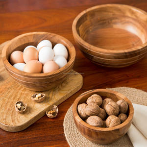 Tazón de Madera de Acacia de Alta Calidad, Hecho a Mano, Sostenible, Ecológico, Vajilla Decorativa para Servir, Calidad de Exportación - Product Image 1