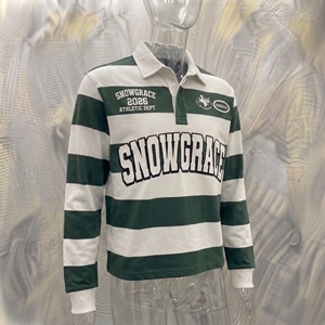 Polo à manches longues rayé Snowgrace, col rabattu, coupe classique, toutes saisons, respirant, jersey en polyester - Product Image 2