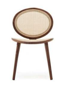 Silla de Comedor Escultural de Madera de Teca con Respaldo Redondeado de Mimbre, Asiento Tejido Natural y Silueta Minimalista Elegante - Product Image 2