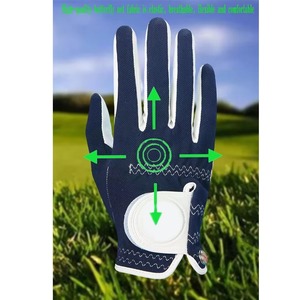 Gants de golf pour droitier, respirants, en cuir PU, antidérapants, unisexes, pour le sport, blanc, bleu marine - Product Image 5